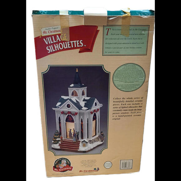 Mr. Christmas Lighted Revolving Village Silhouettes Ceramic Small Church 1998 - Picture 8 of 9